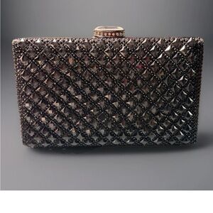 Black Crystal Embellished Evening Clutch